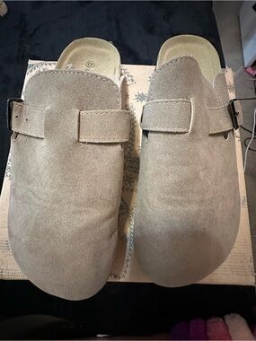 Unisex Casual  Suede Slip-On Clogs Taupe Meixiemeile  43